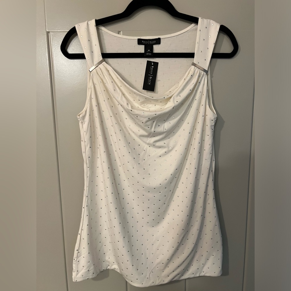 WHBM White Top with Silver Medium